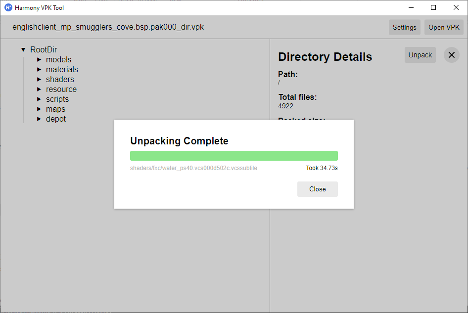 HarmonyVPKTool screenshot